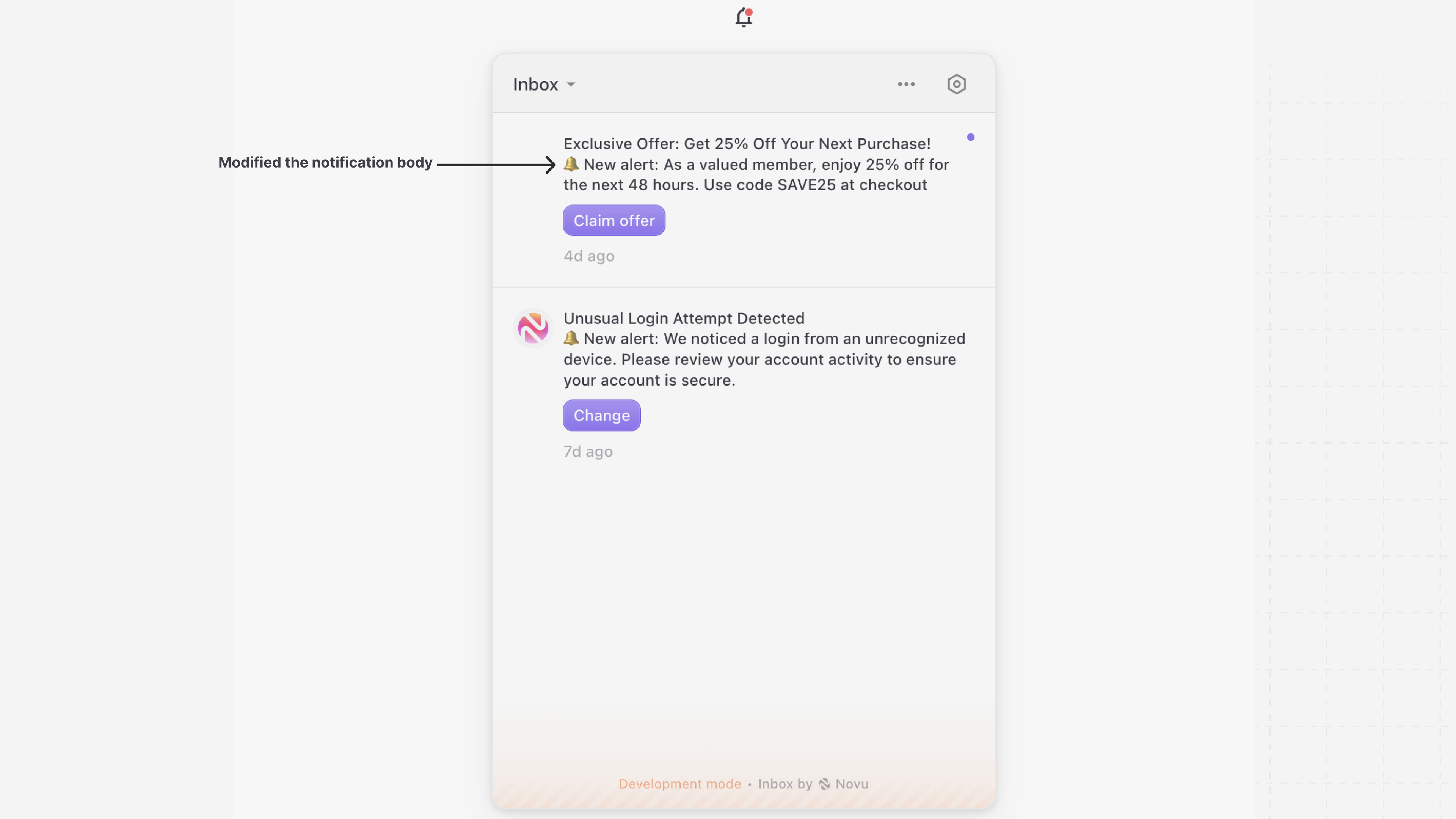Customize notification body