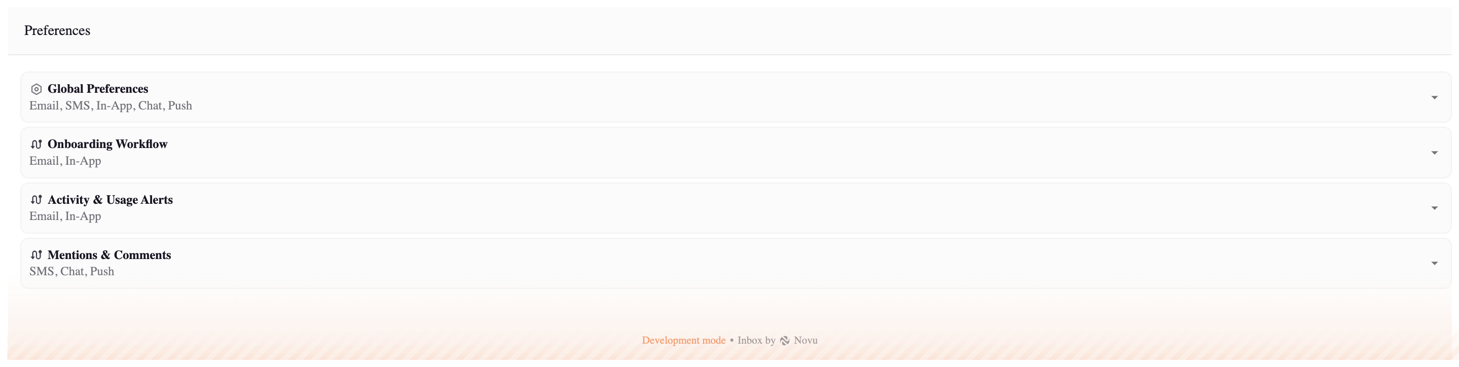 Preferences component