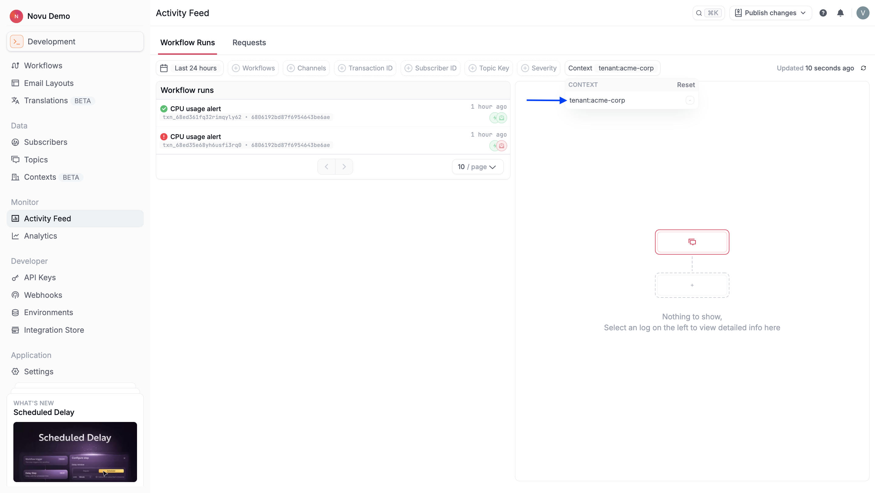 Searching for workflow runs